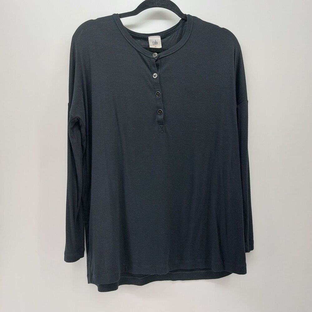CAbi Womens Long Sleeve Black Blouse top Over Sized XS